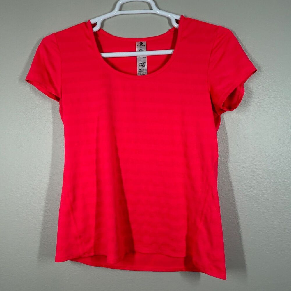 Active Life Shirt Womens L Guava Athletic Top Mesh Vent Back Reflective Logo